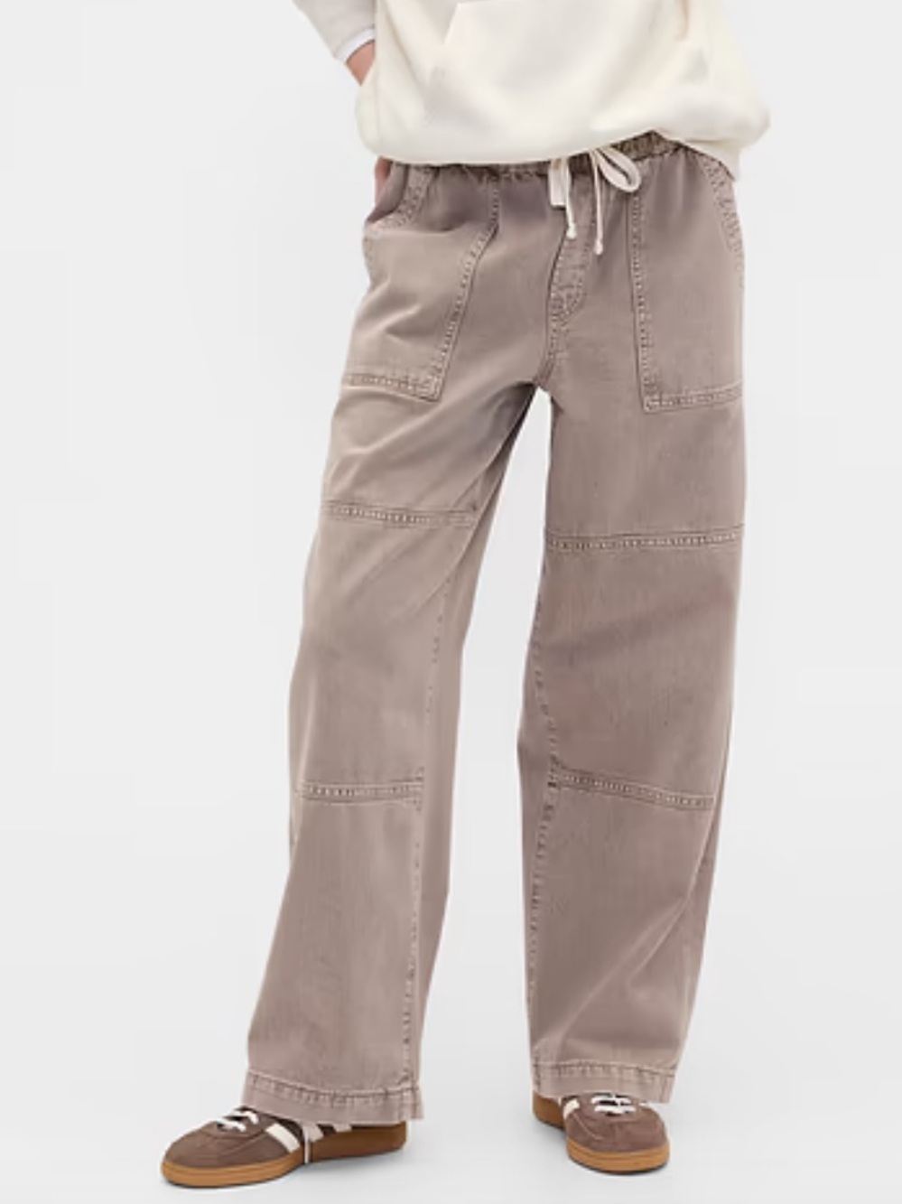 Wide leg pull on pants beige/ brown